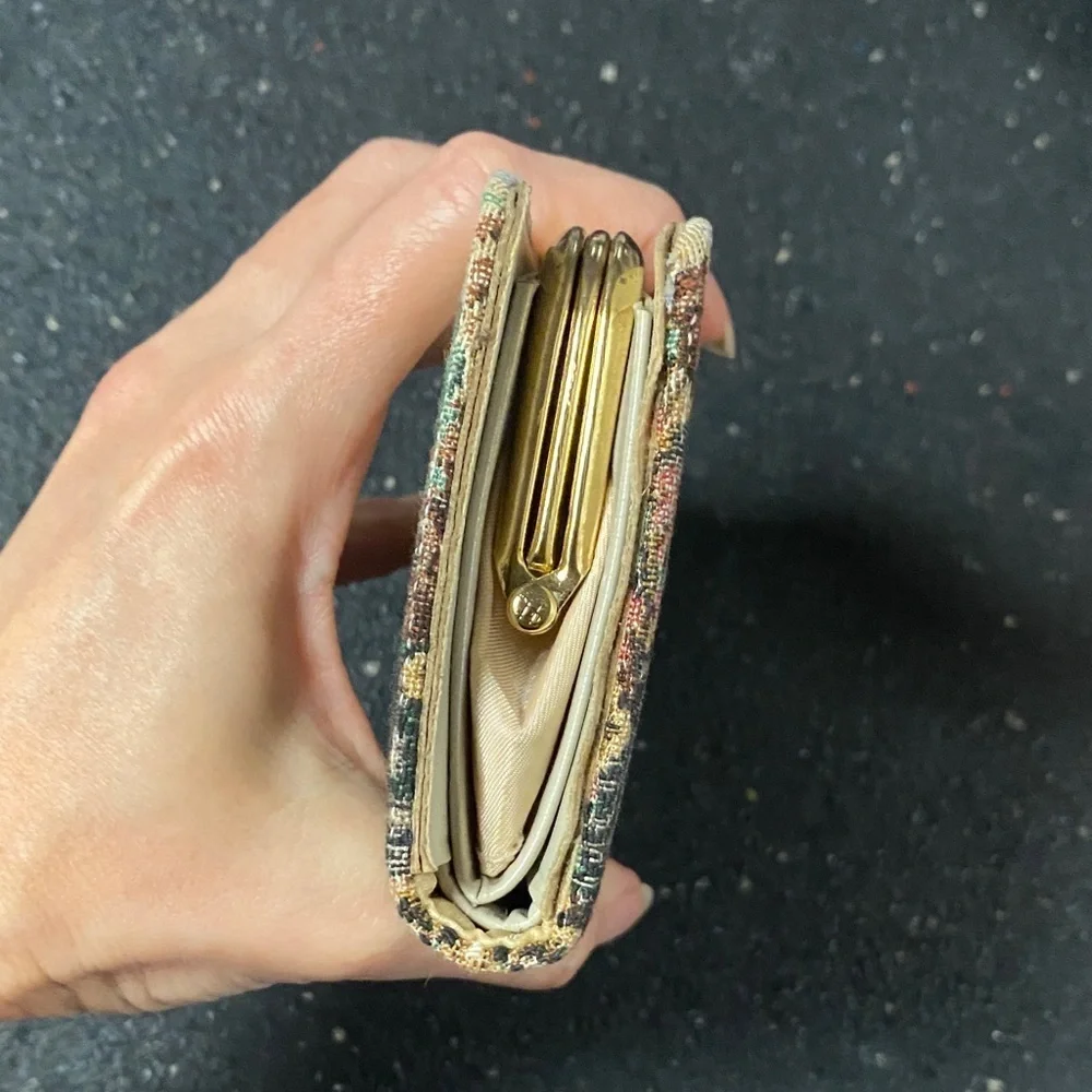 Vintage  Tapestry wallet/coin Purse with Gold Accents